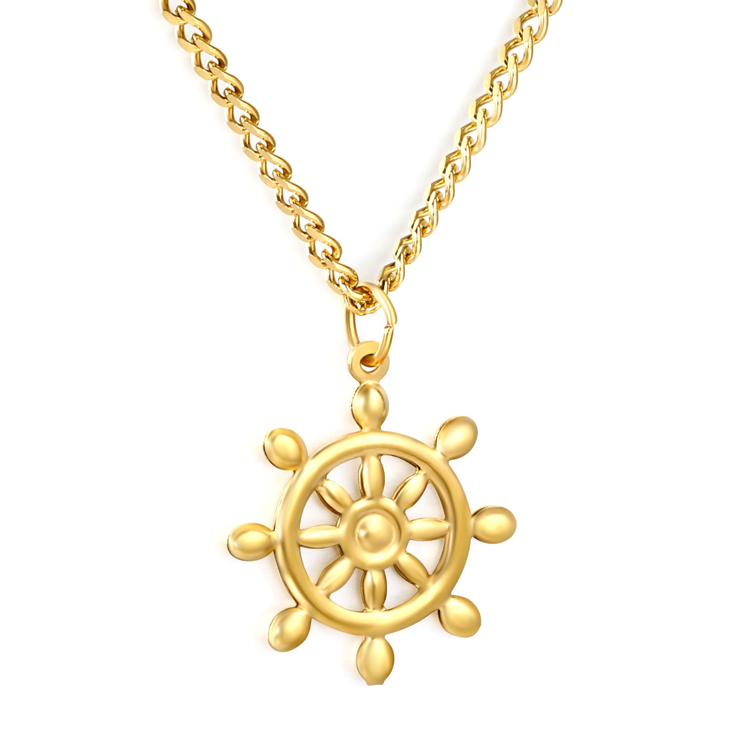 Damen Halskette mit nautischem Steuerrad-Anhänger und hochwertiger Edelstahl-Verarbeitung Shop Nory