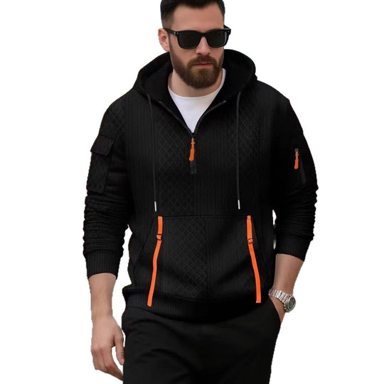 Herren sportlicher Kapuzenpullover mit strukturiertem Design und praktischen Reißverschlusstaschen