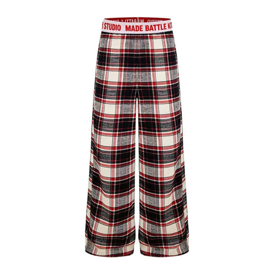 Damen Weite Lounge-Hose mit Karomuster und elastischem Logobund Shop Nory
