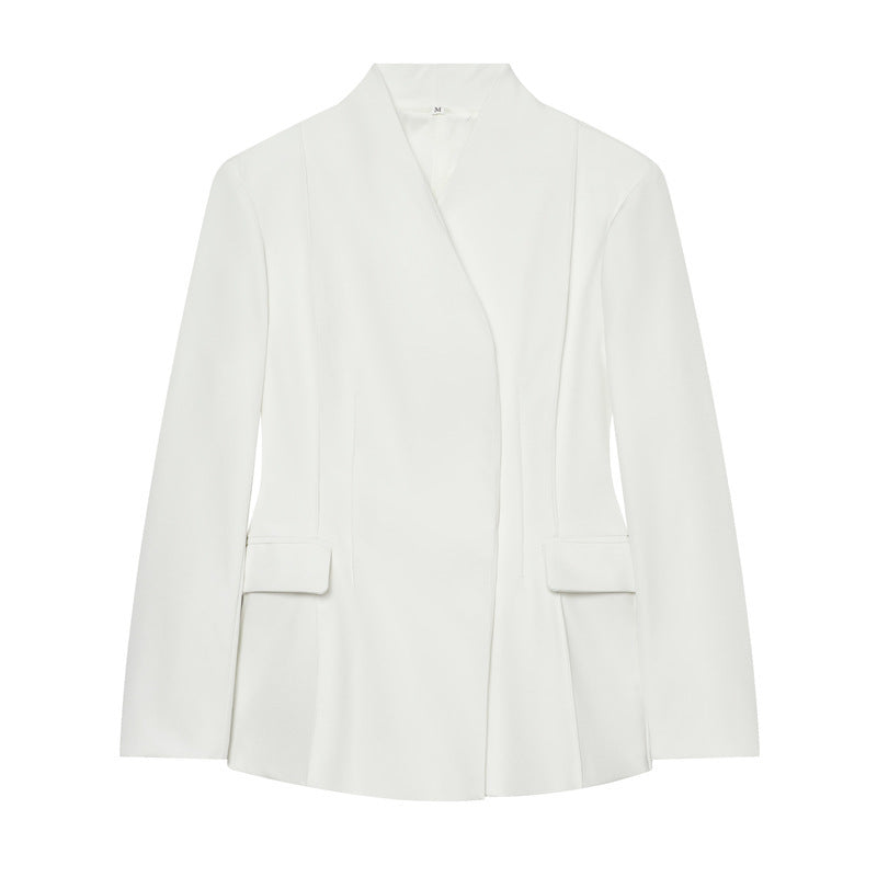 Damen Taillierter kragenloser Blazer mit Pattentaschen und feiner Teilungsnaht Shop Nory