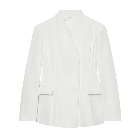 Damen Taillierter kragenloser Blazer mit Pattentaschen und feiner Teilungsnaht Shop Nory