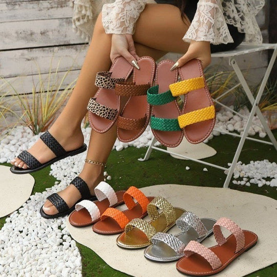 Damen Geflochtene Riemchen-Sandalen mit komfortablem Fußbett und rutschfester Sohle