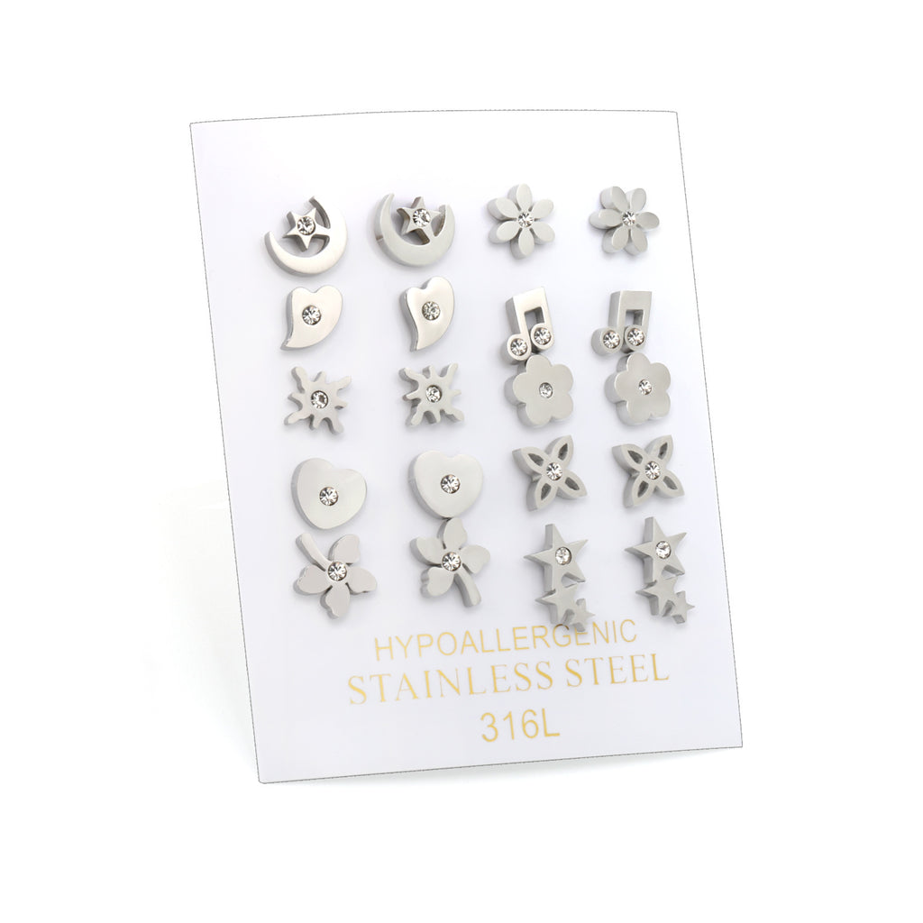 Damen Ohrstecker Set aus hypoallergenem Edelstahl mit funkelnden Zirkonia Shop Nory