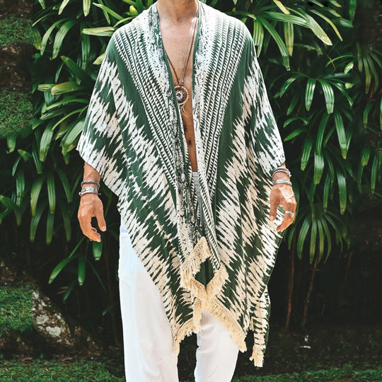 Herren Leichter Ethno-Strandkaftan mit V-Ausschnitt und Fransen Shop Nory