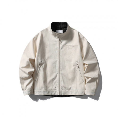 Herren leichte Baumwoll-Canvas Jacke mit Stehkragen und kariertem Innenfutter Shop Nory