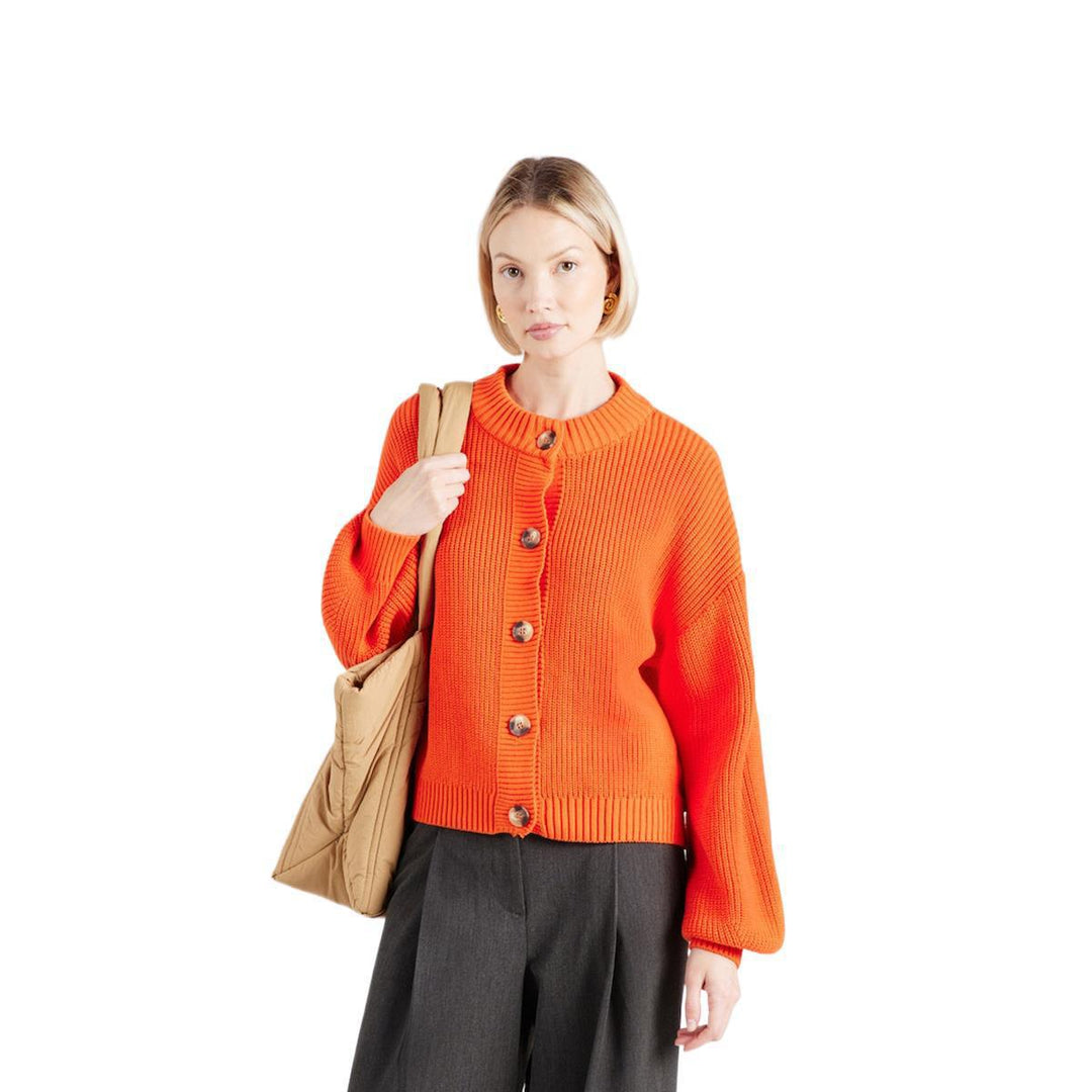 Damen Grobstrick Cropped Cardigan mit überschnittener Schulter & breiten Rippbündchen Shop Nory
