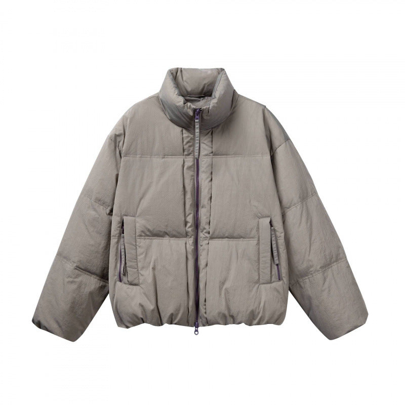 Damen Kurze Oversize-Steppjacke mit hohem Stehkragen und Kontrast-Reißverschluss Shop Nory