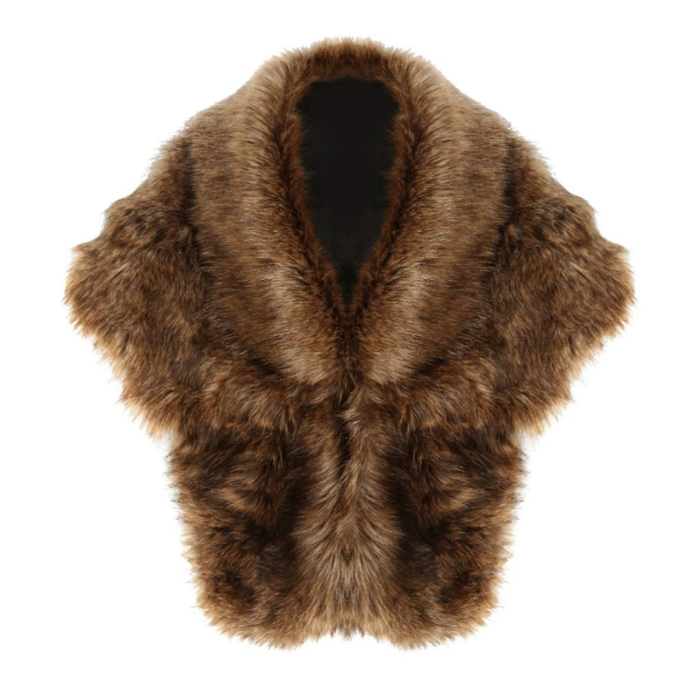 Damen elegante Kunstpelz-Schulterstola im Capelet‑Schnitt Shop Nory