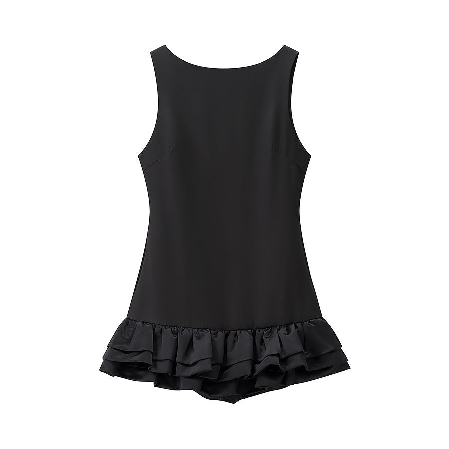 Damen Badeanzug mit voluminösem Rüschenrock und hoher Taille