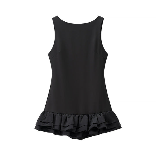 Damen Badeanzug mit voluminösem Rüschenrock und hoher Taille