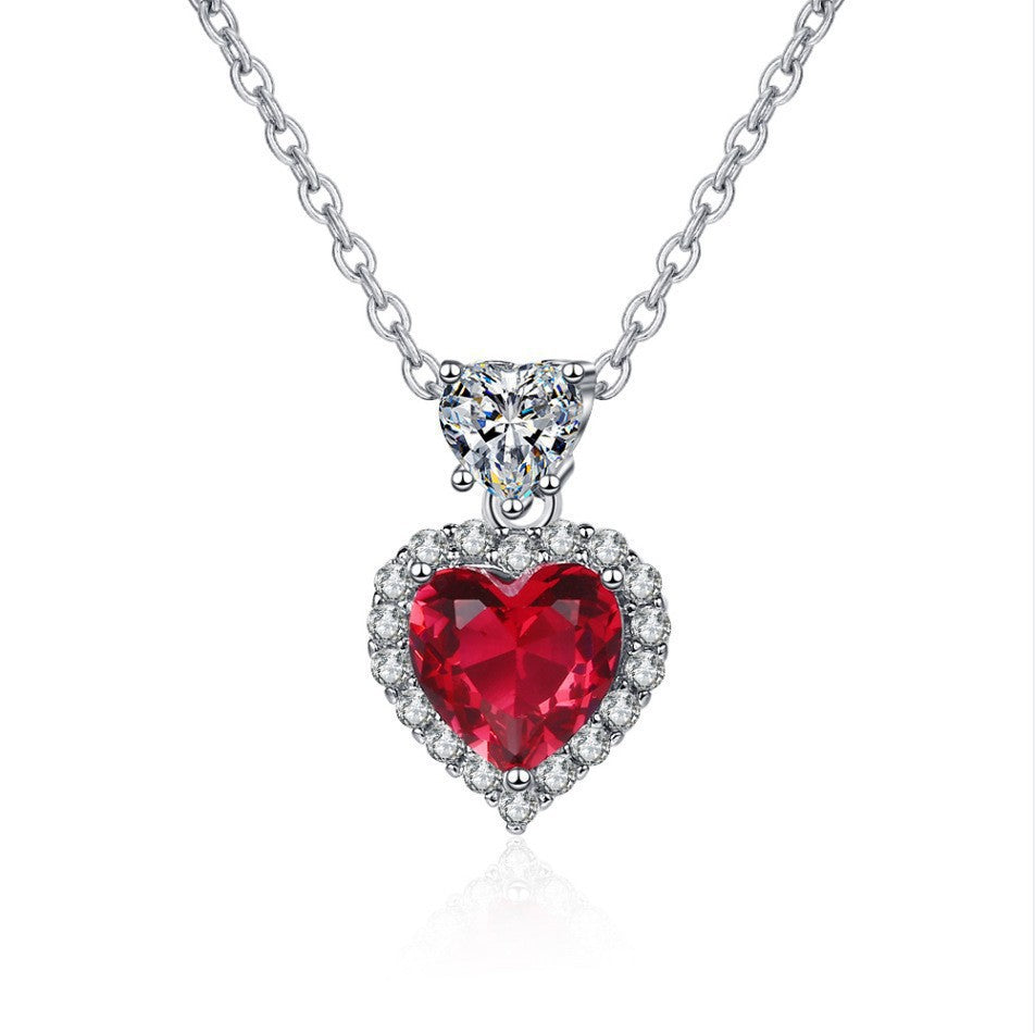 Damen origineller Herzanhänger mit doppeltem Zirkonia-Dekor Shop Nory