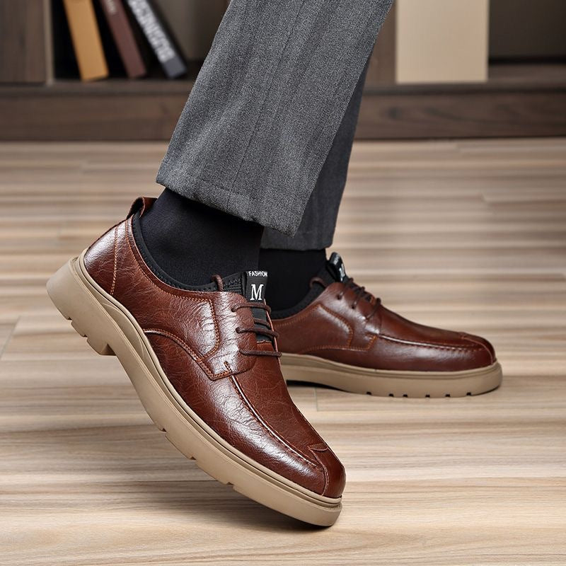 Herren Bequeme Leder Schnürschuhe mit rutschfester Sohle