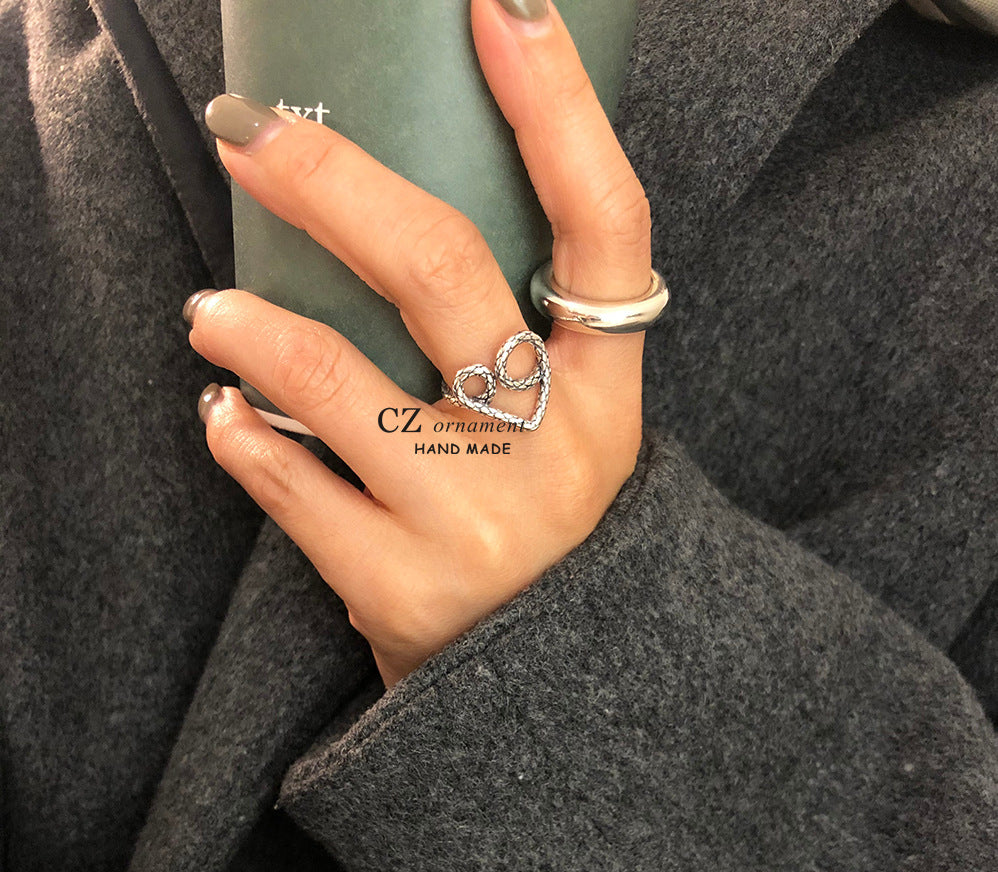 Damen Offener Ring mit filigranem Herzdesign Shop Nory