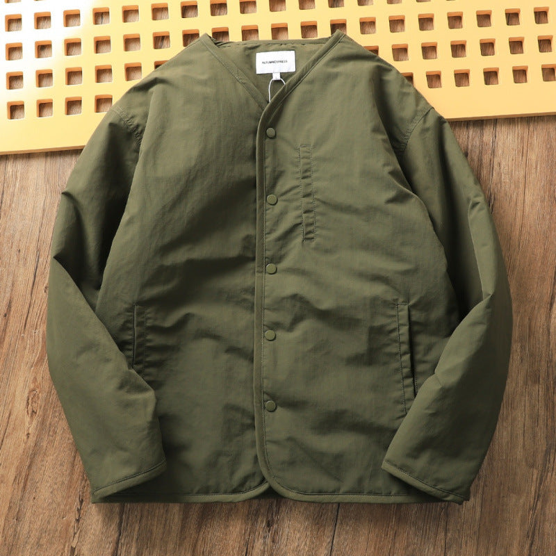 Herren Leicht wattierte Thermo-Linerjacke mit Druckknopfverschluss und gerundetem Saum Shop Nory