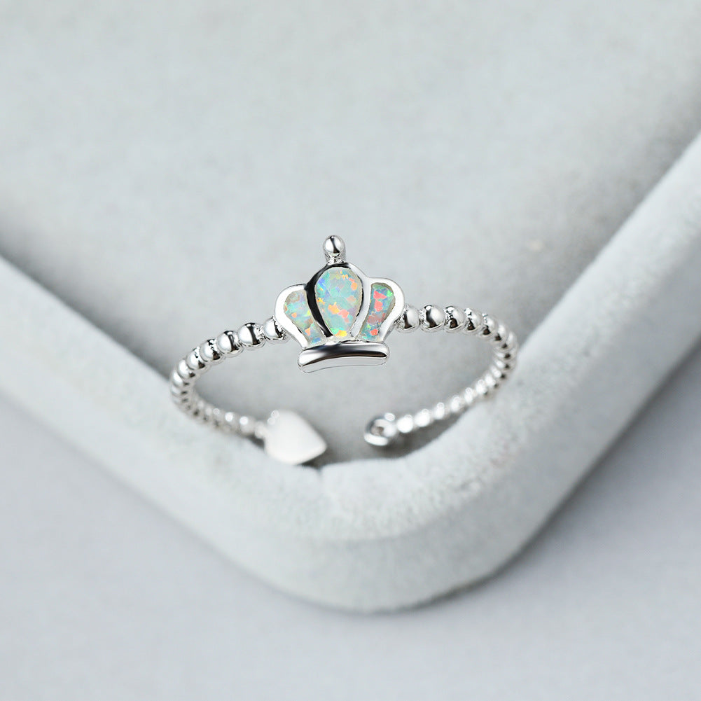 Damen Ring mit Krone und opalisierendem Stein Shop Nory