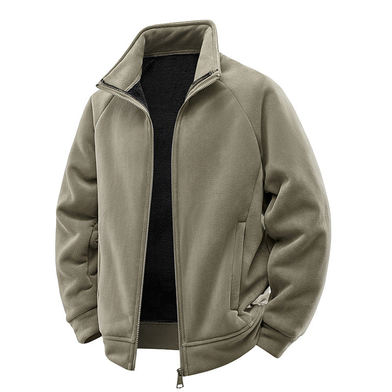Herren Fleece-Thermojacke mit doppellagigem Teddy-Innenfutter und hohem Stehkragen Shop Nory
