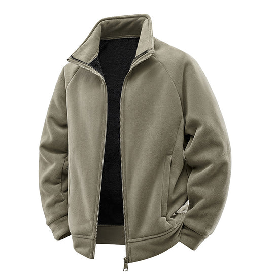 Herren Fleece-Thermojacke mit doppellagigem Teddy-Innenfutter und hohem Stehkragen Shop Nory