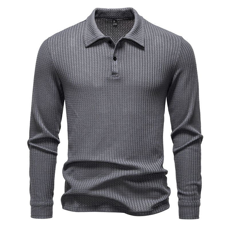 Herren Waffelstrick-Poloshirt mit Halbknopfleiste und Hemdkragen Shop Nory