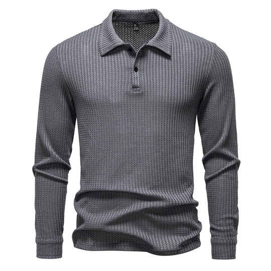 Herren Waffelstrick-Poloshirt mit Halbknopfleiste und Hemdkragen Shop Nory