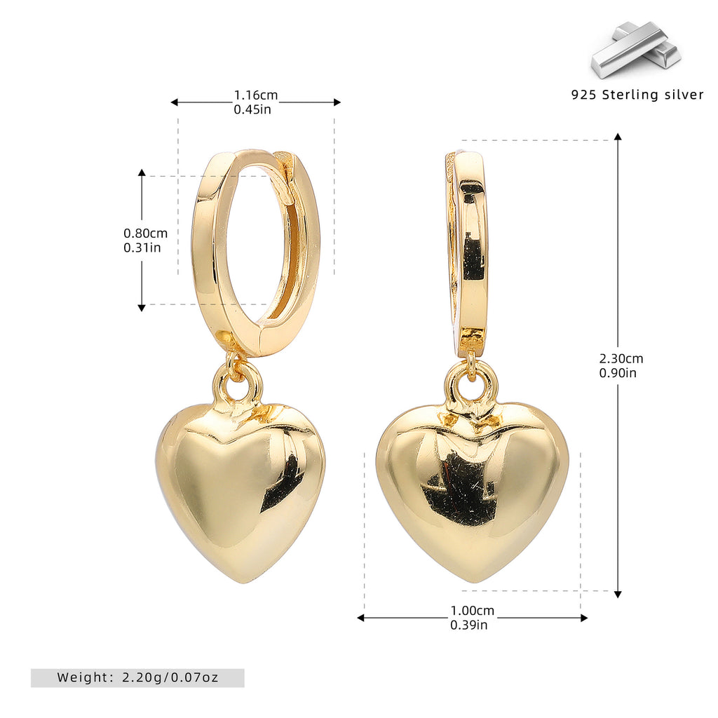 Damen Ohrhänger mit herzförmigem Anhänger aus hochwertigen 925 Sterling Silber Shop Nory