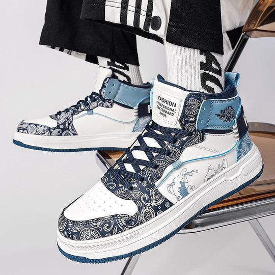 Herren High-Top Sneaker mit Paisley-Print und Drachenapplikation Shopy Nory