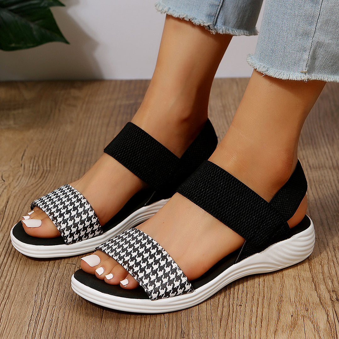 Damen Strick‑Sandalen mit elastischen Riemen und dämpfender Plateau‑Sohle Shop Nory