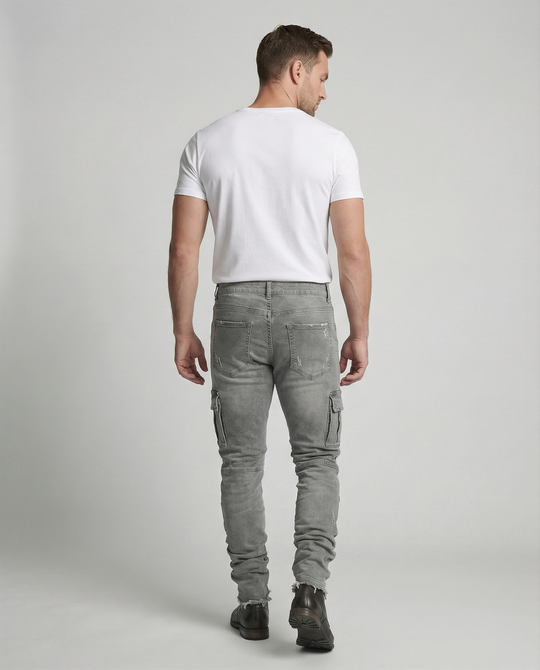 Herren Cargo-Jeans im lässigen Slim-Fit-Design mit funktionalen Taschen