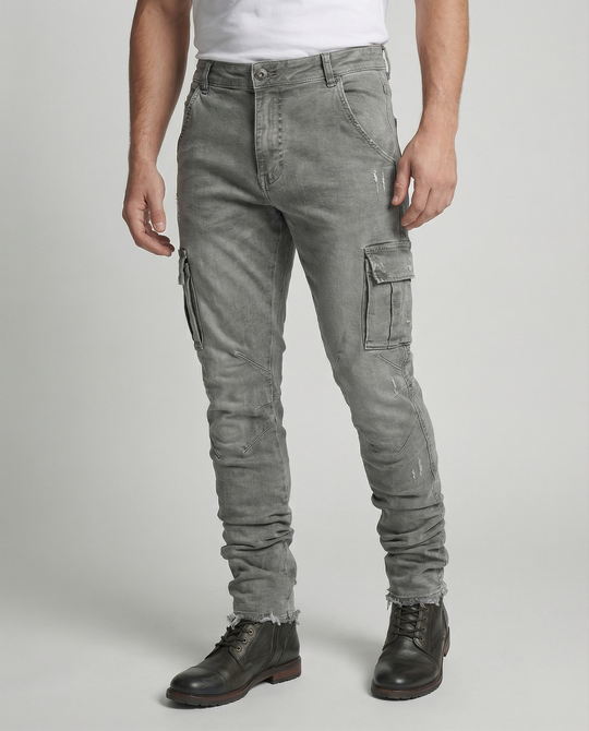 Herren Cargo-Jeans im lässigen Slim-Fit-Design mit funktionalen Taschen