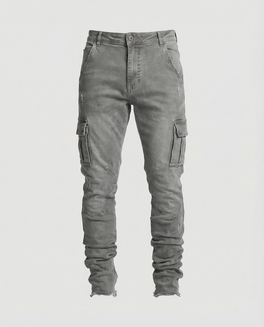 Herren Cargo-Jeans im lässigen Slim-Fit-Design mit funktionalen Taschen
