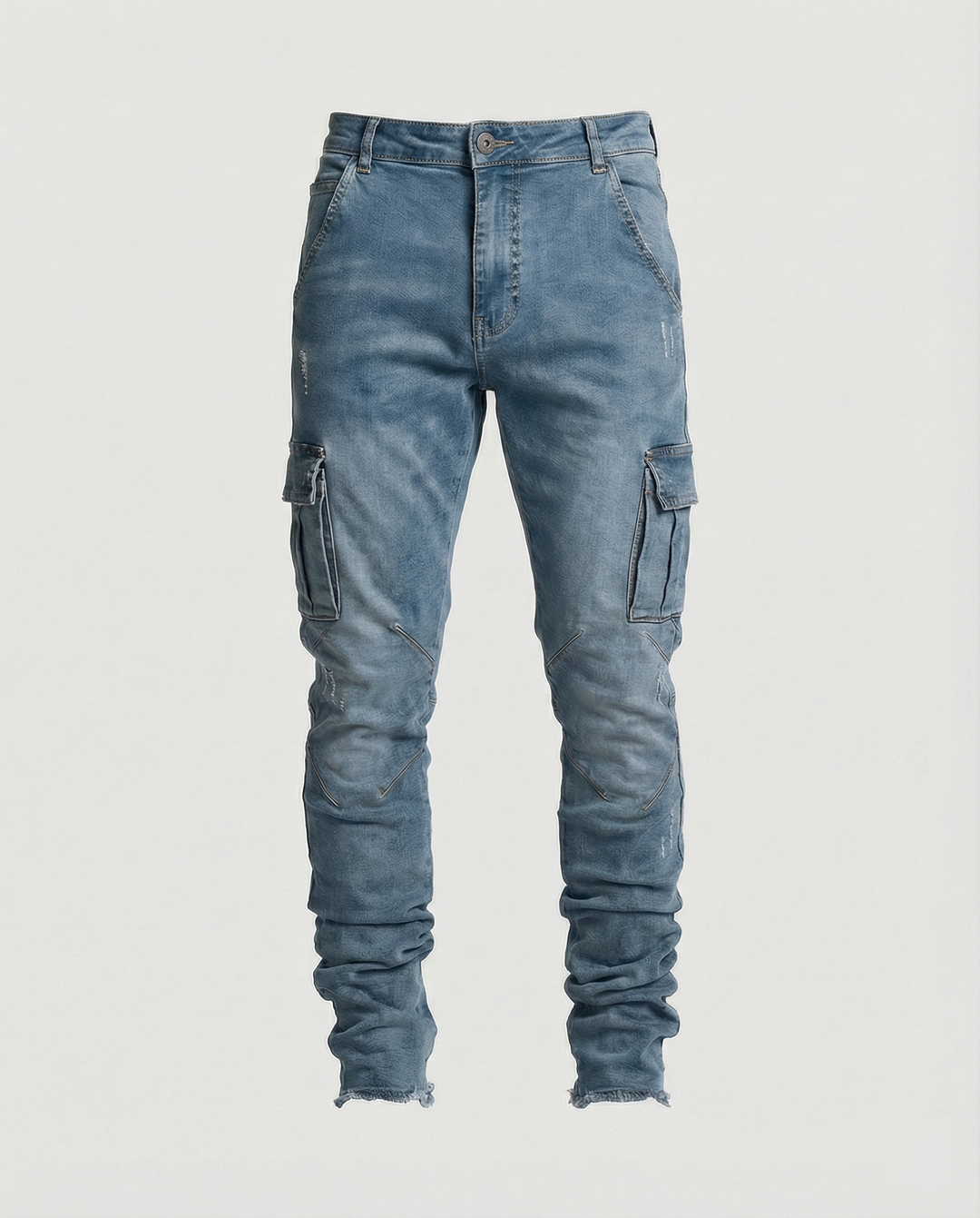 Herren Cargo-Jeans im lässigen Slim-Fit-Design mit funktionalen Taschen