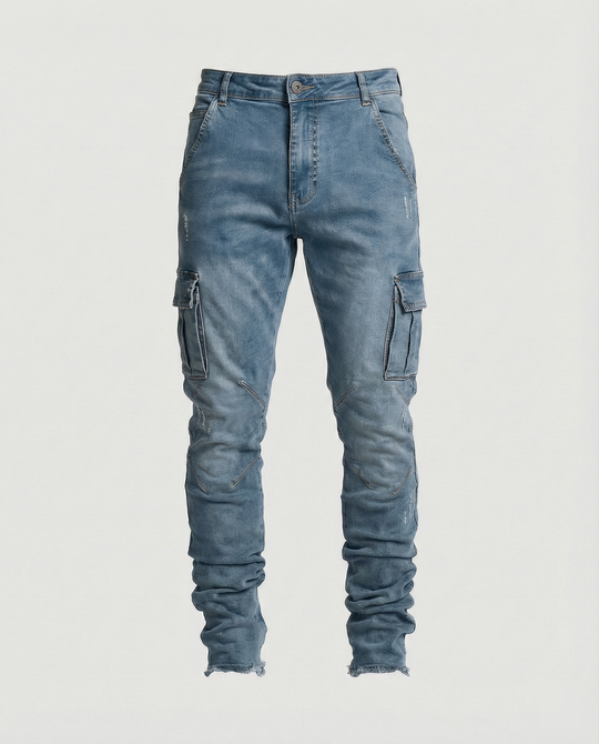 Herren Cargo-Jeans im lässigen Slim-Fit-Design mit funktionalen Taschen
