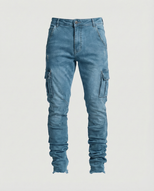 Herren Cargo-Jeans im lässigen Slim-Fit-Design mit funktionalen Taschen