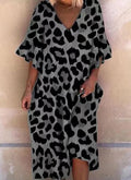 Damen Ärmelloses Kaftan Kleid im Leopardenmuster