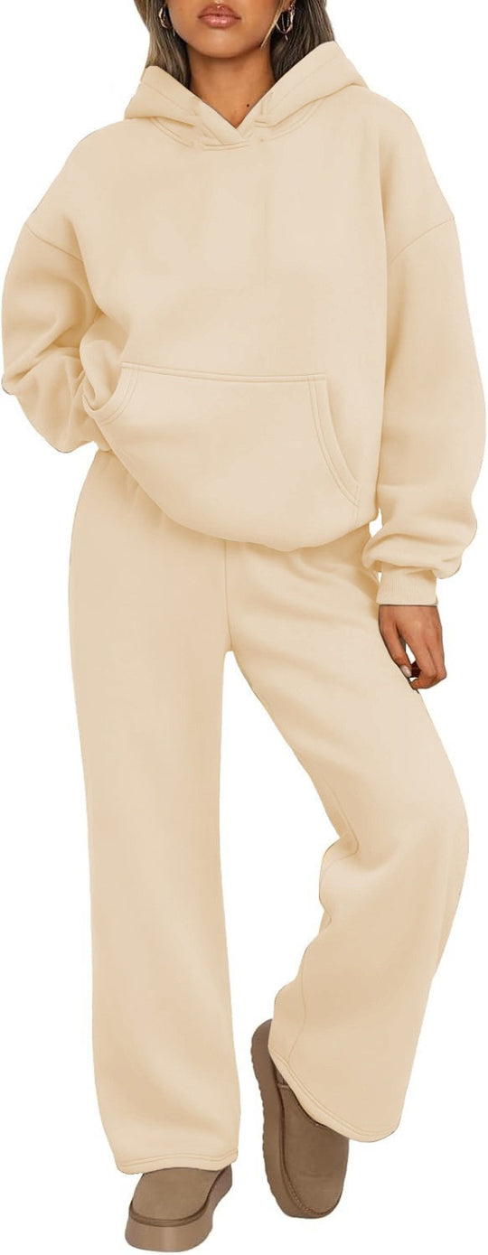 Damen nan Cozy-Loungewear-Set mit oversized Kapuzenpullover, Kängurutasche und weiten Palazzo-Jogginghose Shop Nory