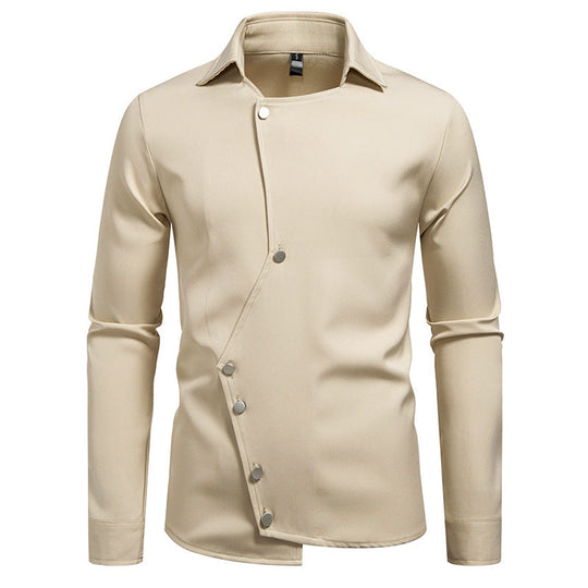 Herren modisches, asymmetrisches Hemd mit einzigartigen Knopfdetails Shopnory