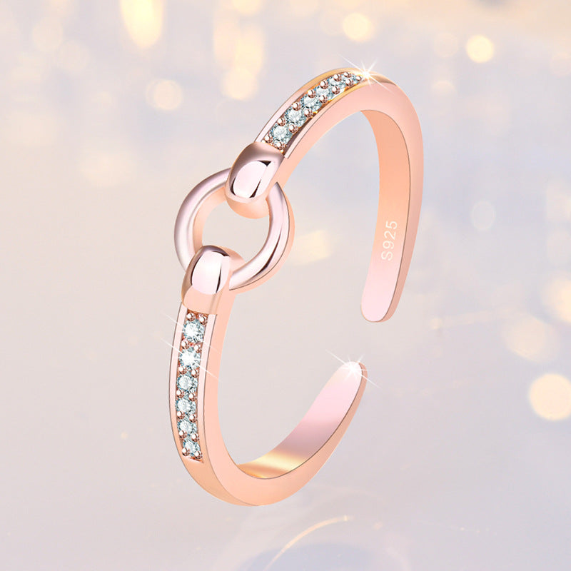 Damen Offener Ring mit funkelnden Zirkonia und eleganter Silberverarbeitung Shop Nory