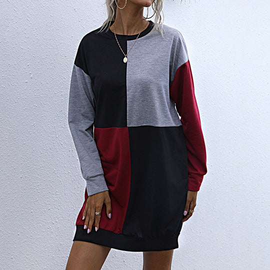 Damen Langarm-Sweatkleid mit Blockpaneelen und weitgeschnittener Passform Shop Nory