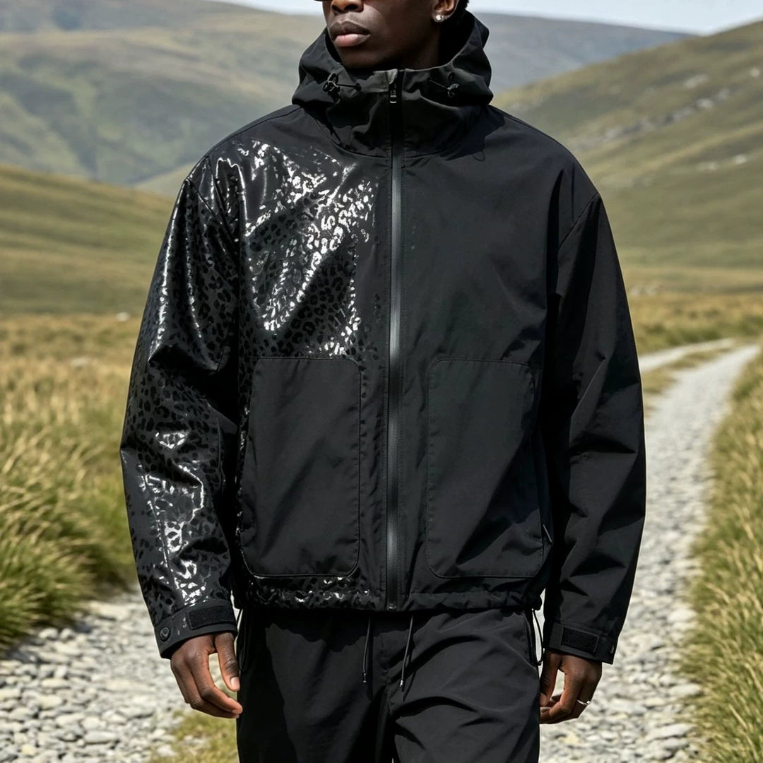 Damen Modische Jacke mit Kapuze und Tierdruck