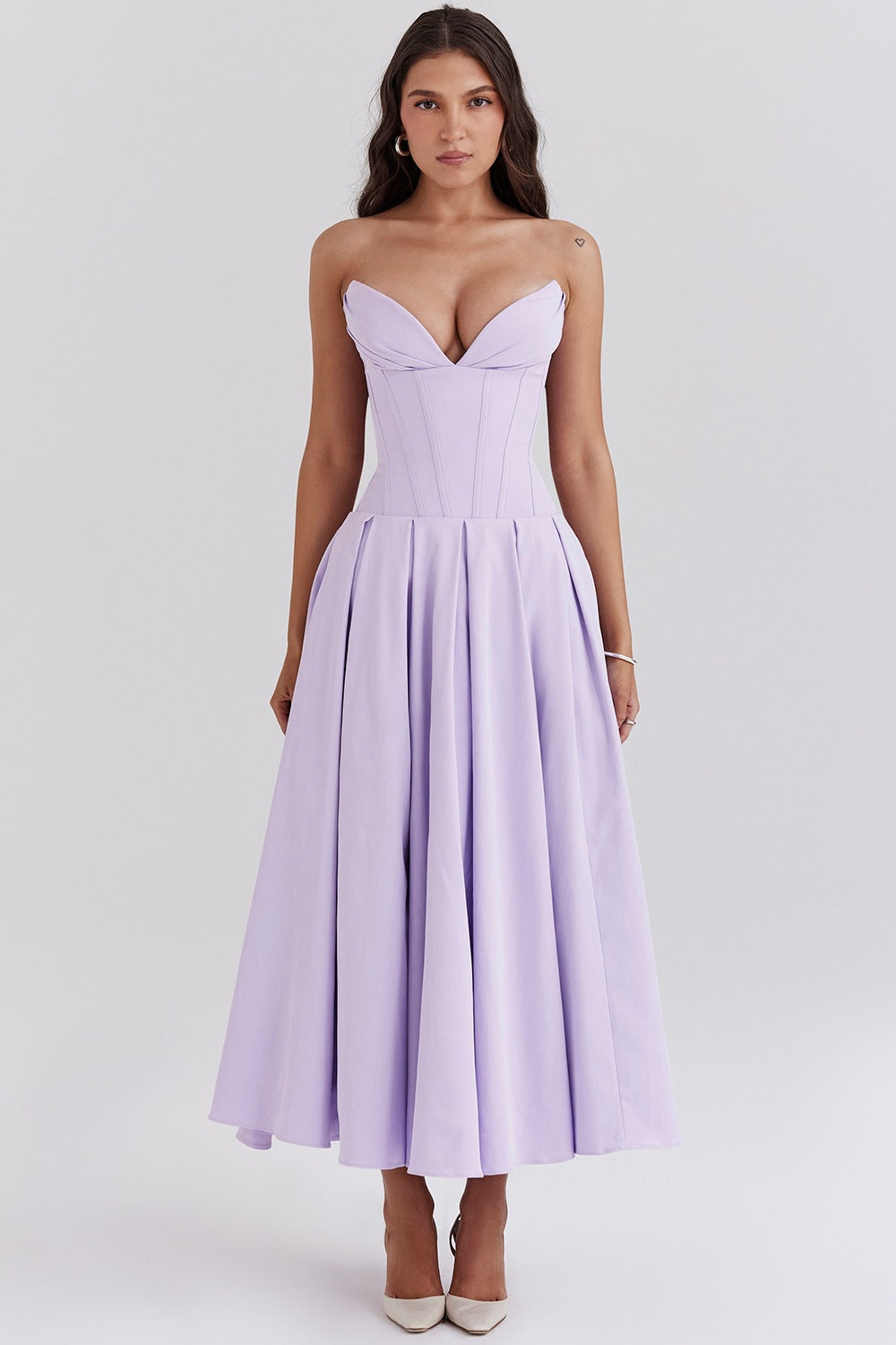Damen A-Linien Abendkleid mit Korsett-Oberteil und schwingendem Rock