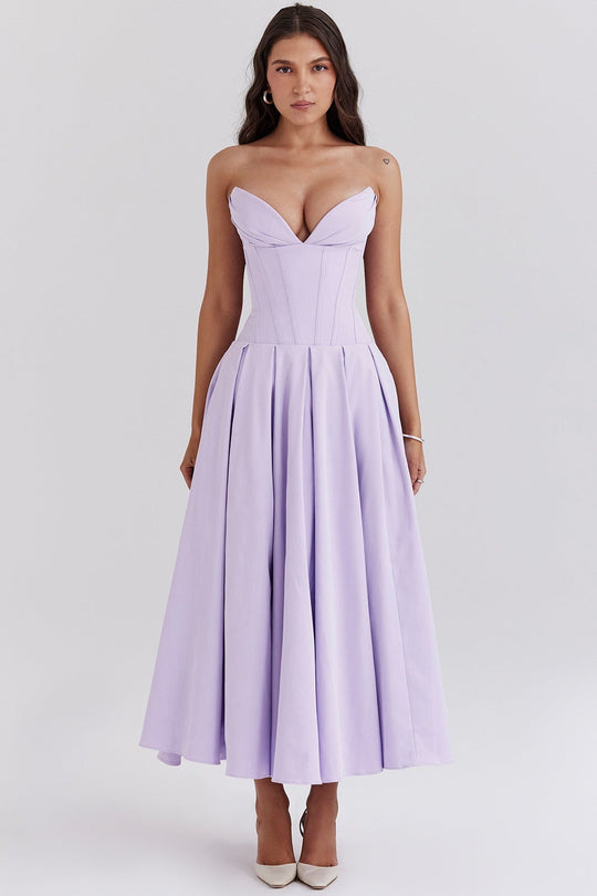 Damen A-Linien Abendkleid mit Korsett-Oberteil und schwingendem Rock