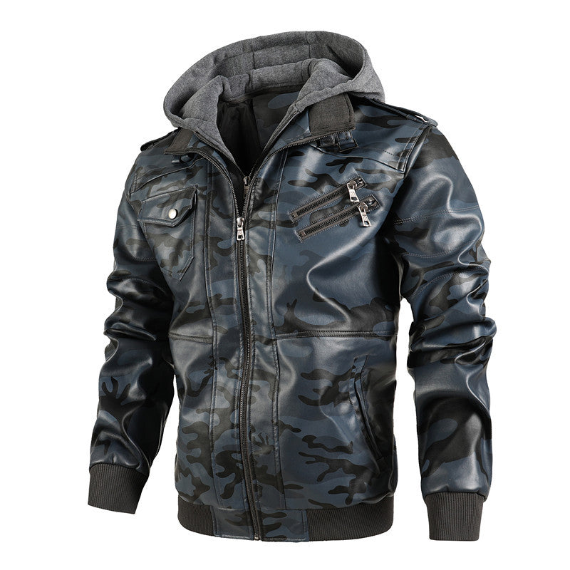 Herren Modische Kunstlederjacke im Military-Stil Shop Nory