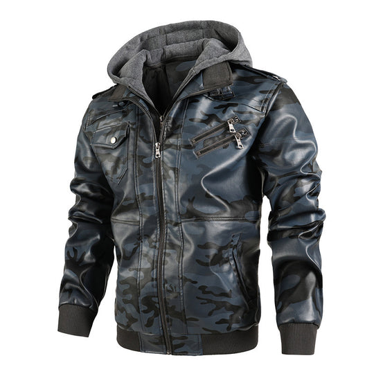 Herren Modische Kunstlederjacke im Military-Stil Shop Nory