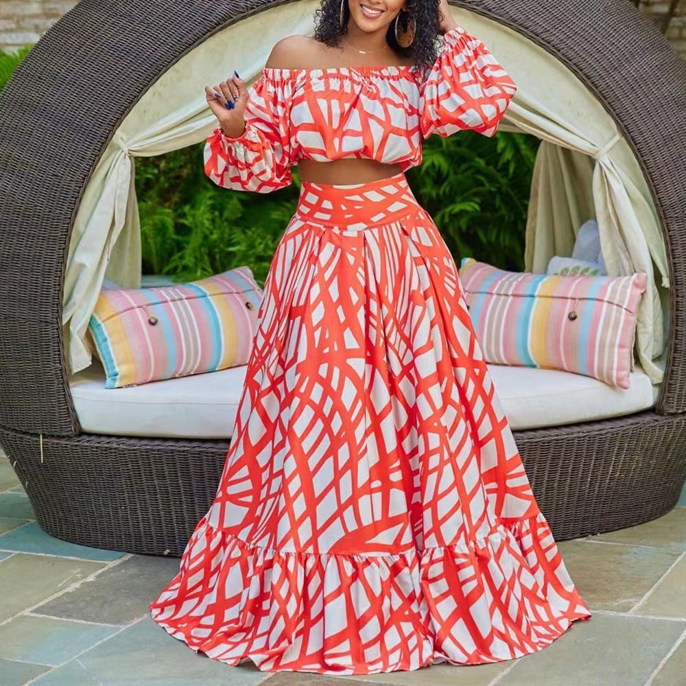 Damen Maxikleid mit überschnittenen Ärmeln und weitem Rock