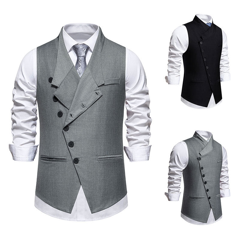 Herren asymmetrische doppelreihige Anzugweste mit schräger Knopfleiste und taillierter Silhouette Shop Nory