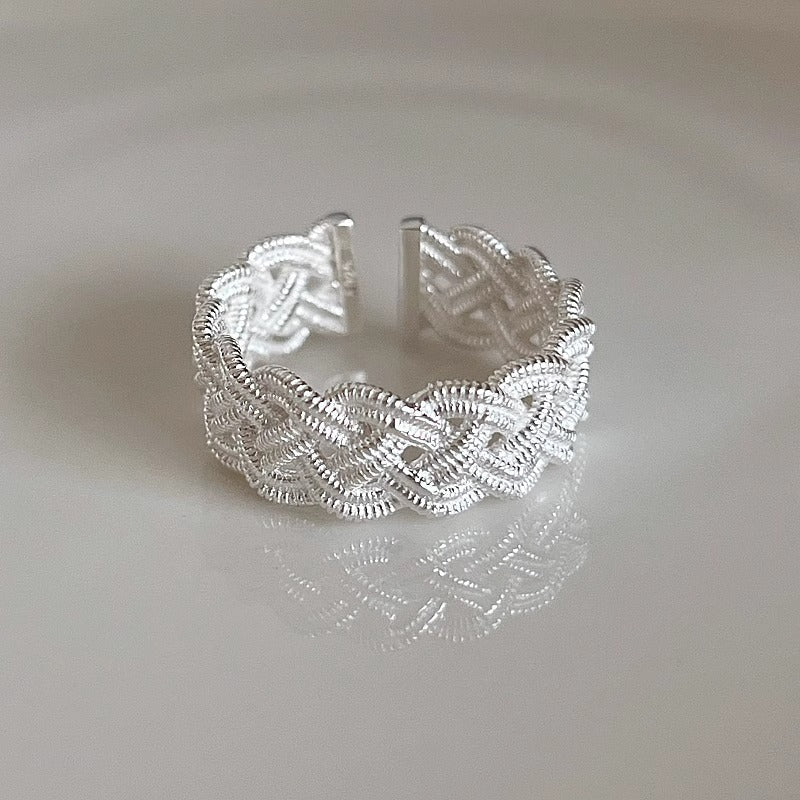 Damen Offener Ring mit filigranem Flechtmuster Shop Nory