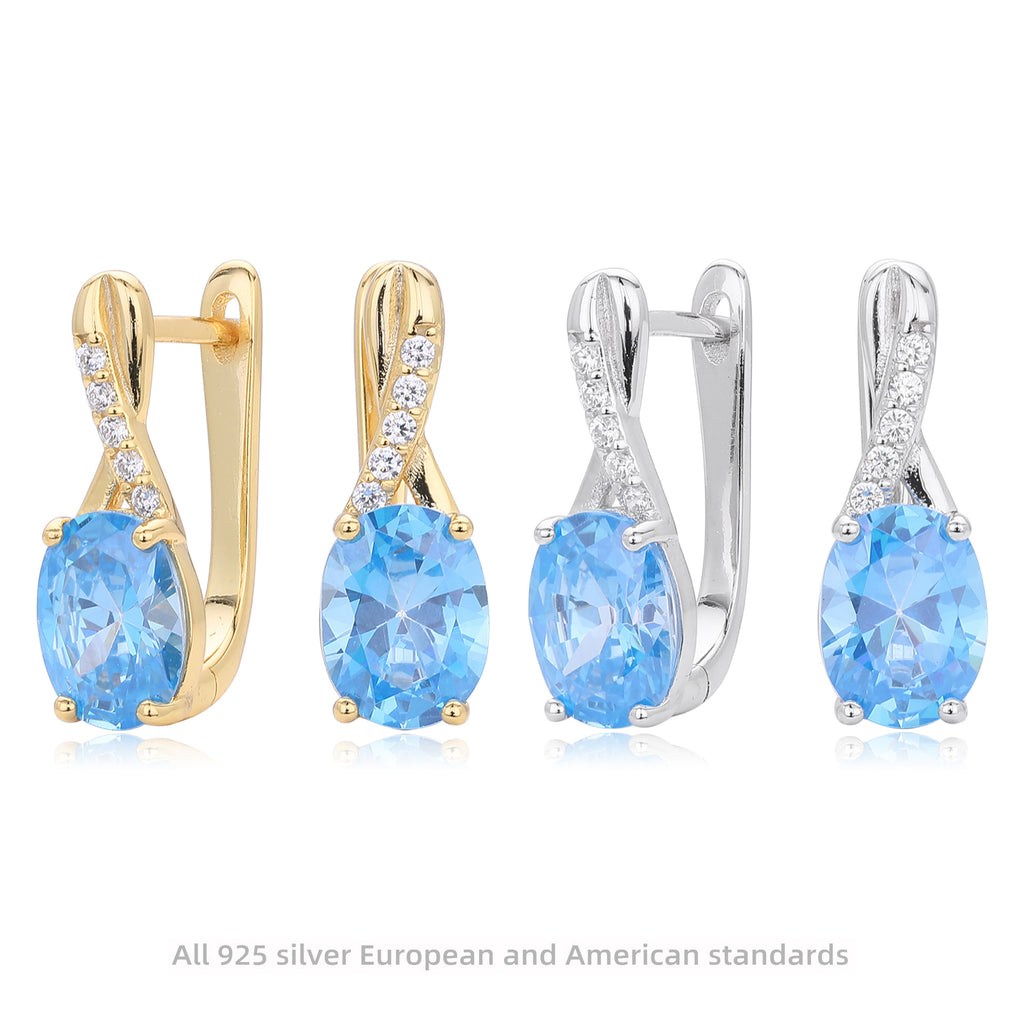 Damen Ohrhänger mit elegantem ovalen Design aus 925 Sterlingsilber und funkelnden Zirkonen Shop Nory