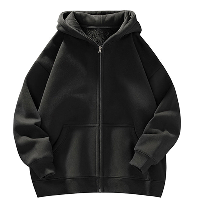 Unisex Oversize-Kapuzenjacke mit durchgehendem Reißverschluss, Teddyfutter und Känguru-Taschen Shop Nory