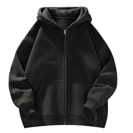 Unisex Oversize-Kapuzenjacke mit durchgehendem Reißverschluss, Teddyfutter und Känguru-Taschen Shop Nory