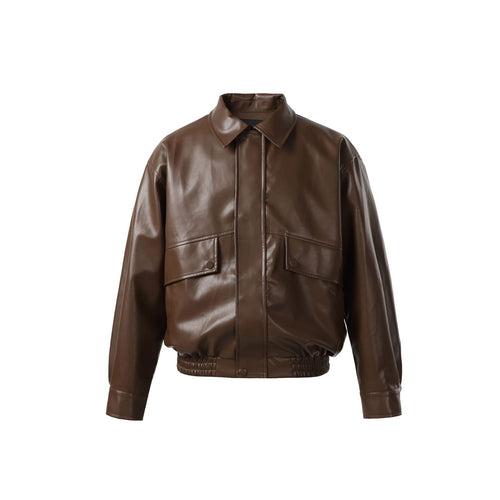 Unisex Kurz geschnittene Kunstleder‑Bomberjacke mit kastigem Boxy‑Schnitt Shop Nory