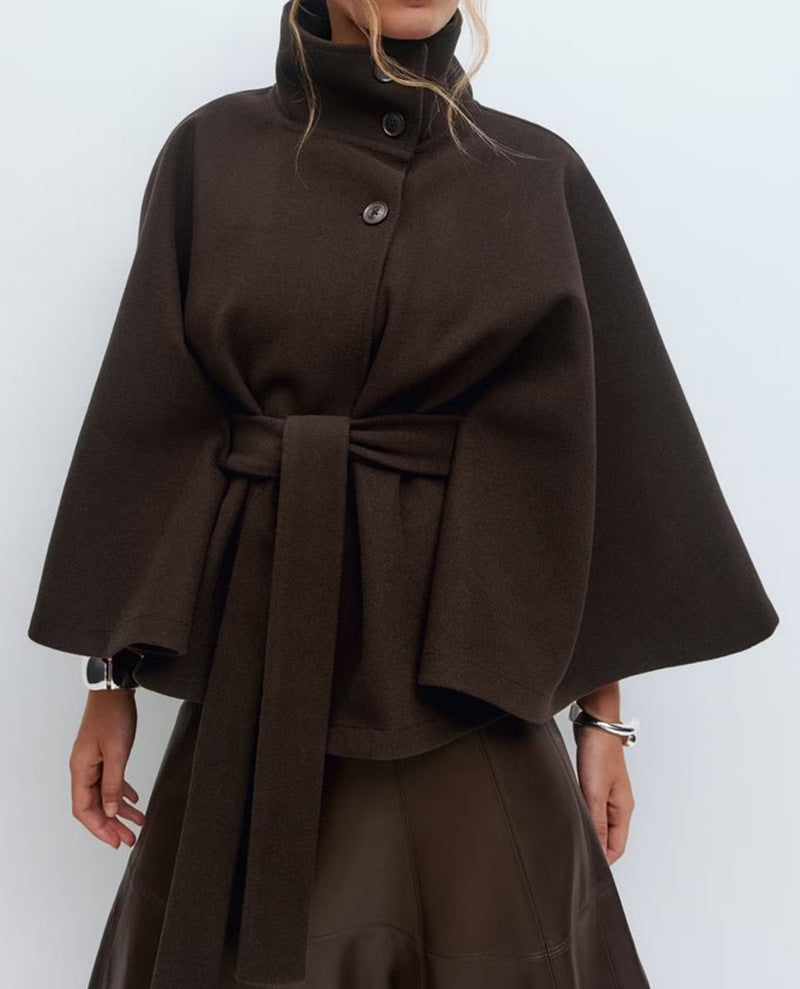 Damen Wickeljacke mit elegantem Stehkragen und weit geschnittenen Ärmeln ShopNory